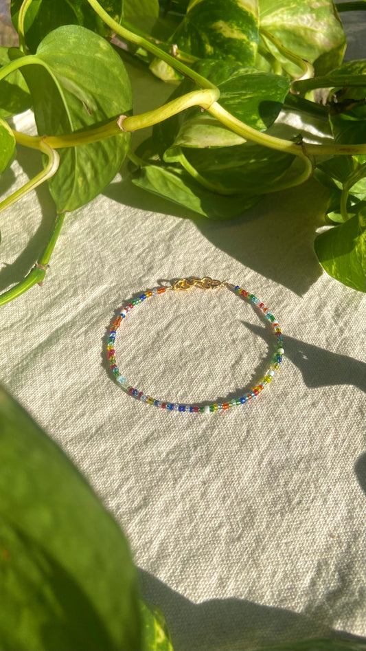 Rainbow Beaded Anklet