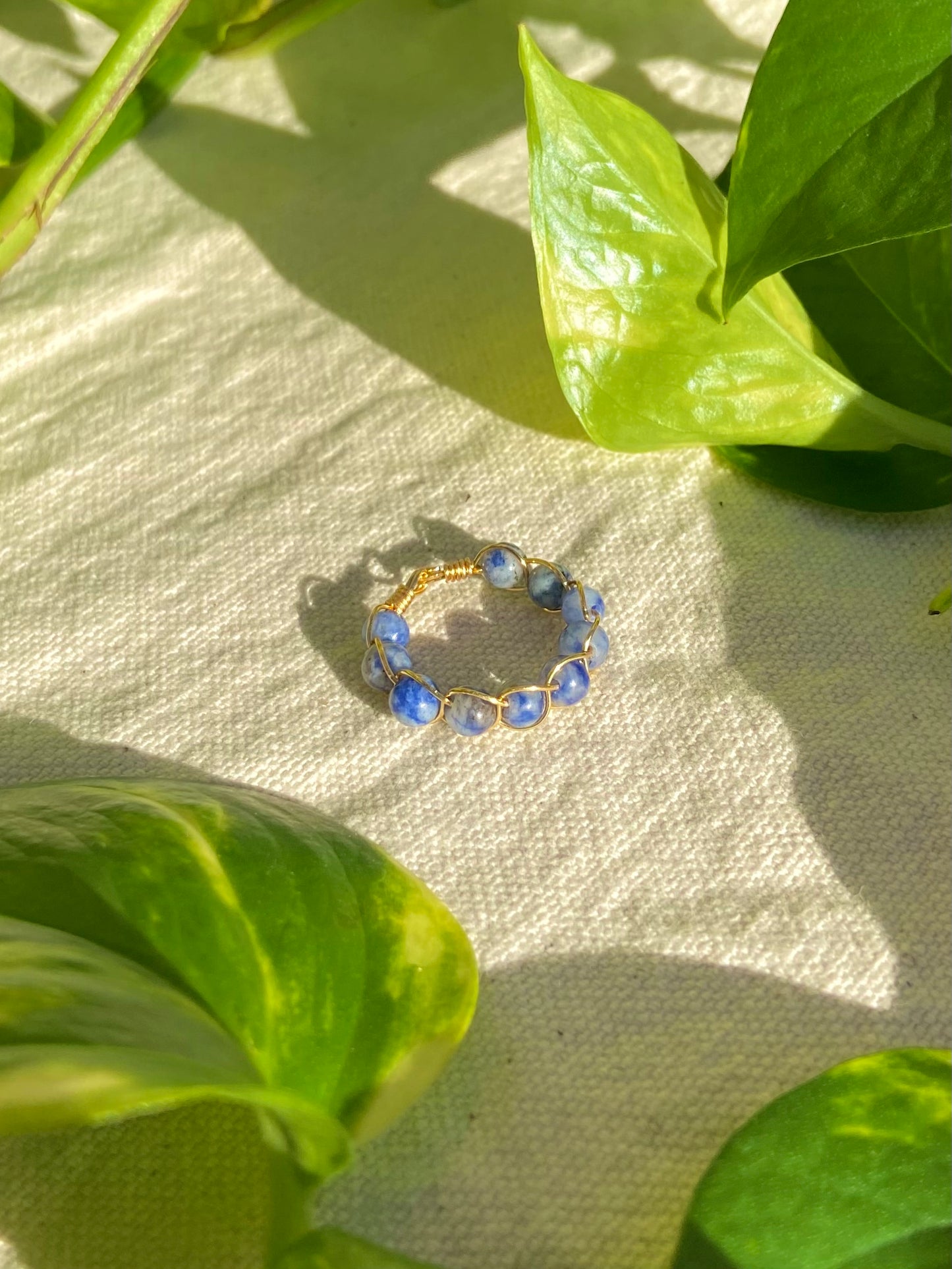 Sodalite Braided Wire Ring