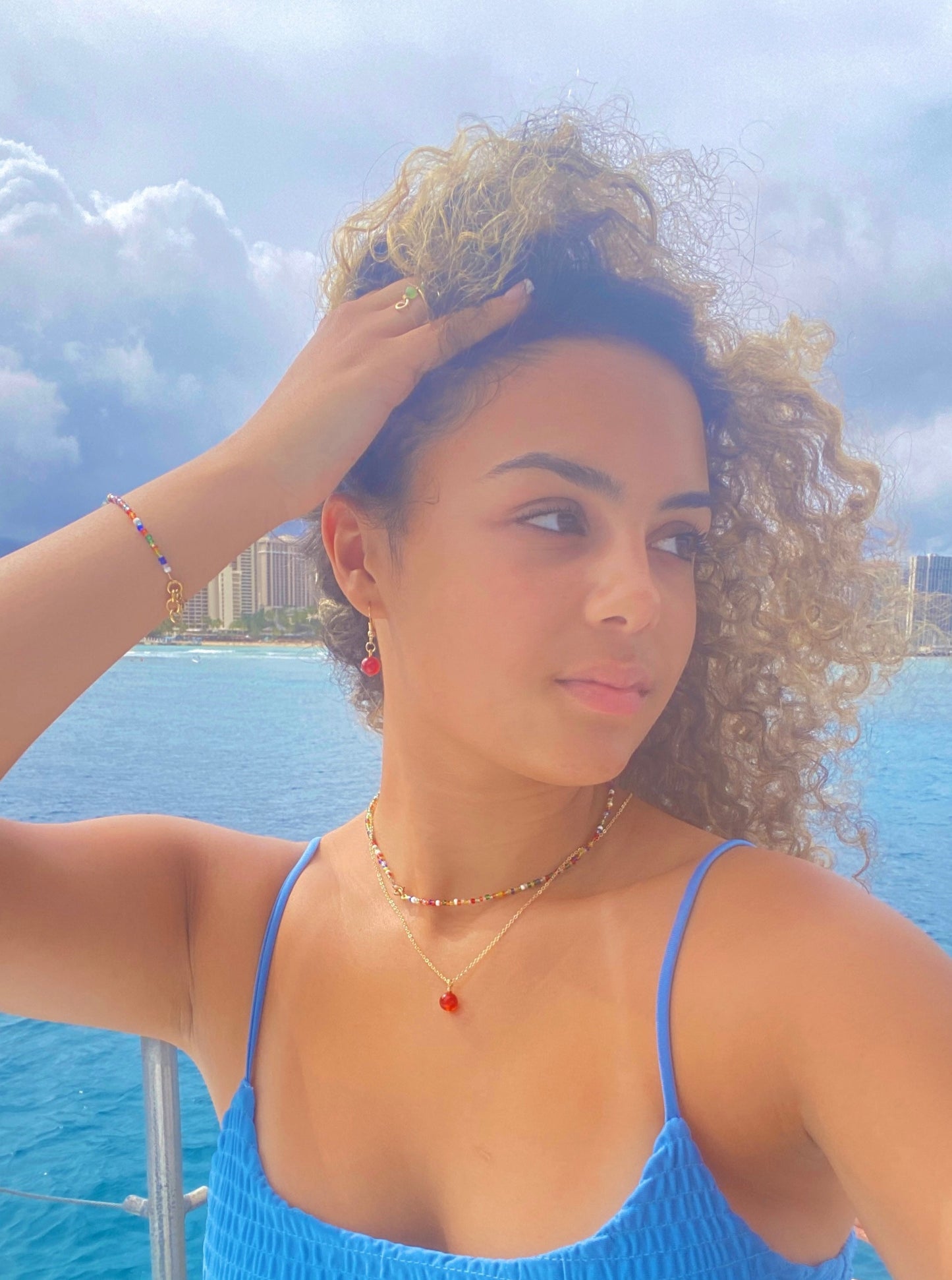 Carnelian Droplet Crystal Necklace