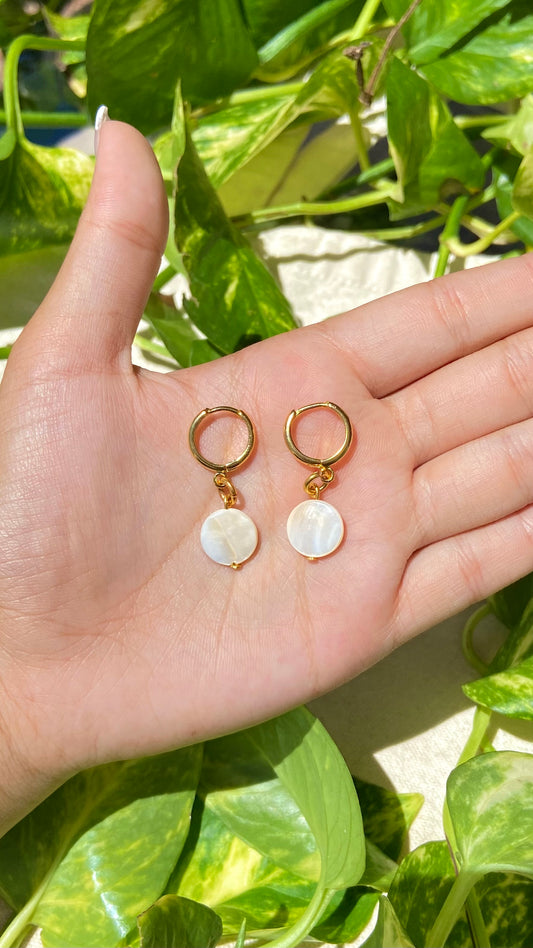 Round Shell Hoop Earrings
