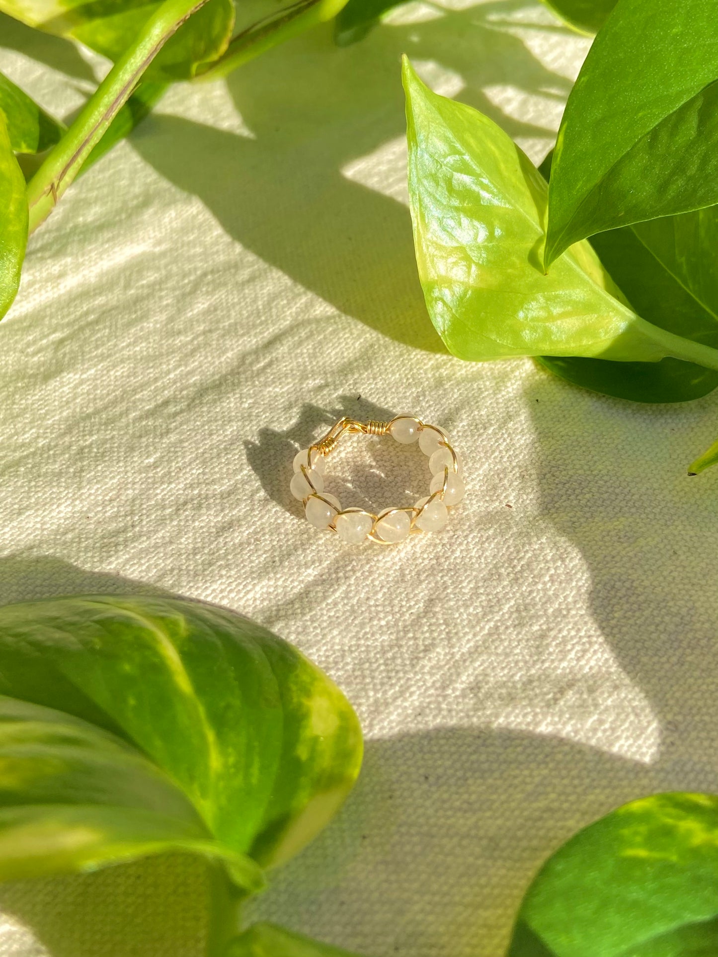 Rose Quartz Braided Wire Ring