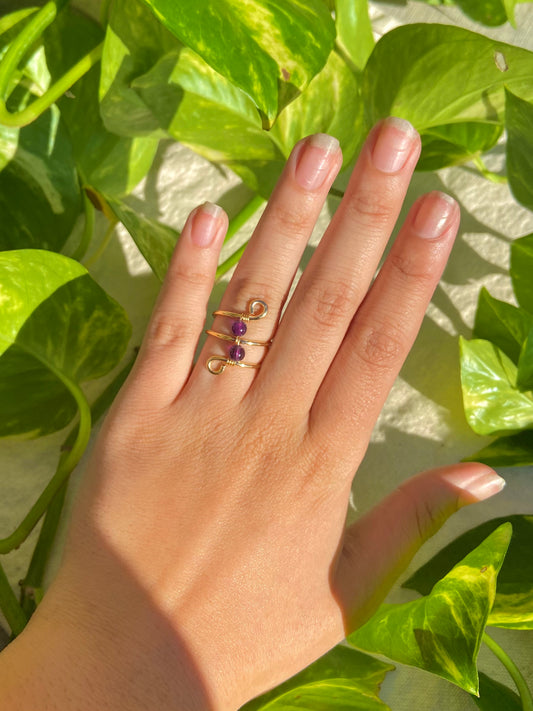 Amethyst Double Band Wire Ring