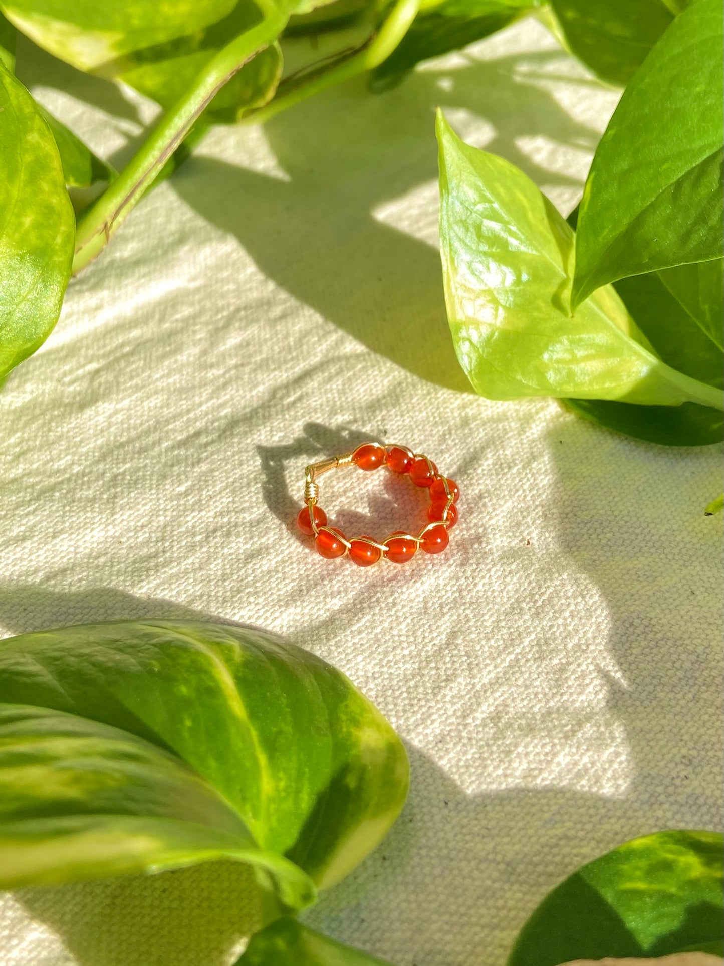Carnelian Braided Wire Ring